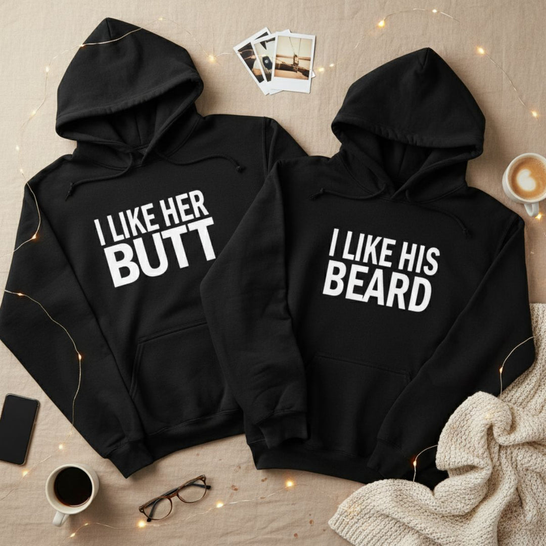 His Beard & Her Butt Hoodies