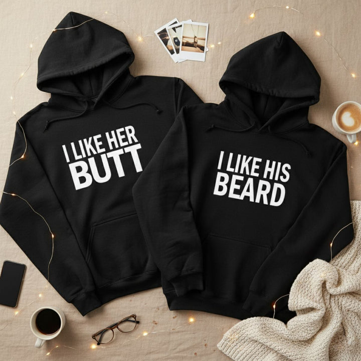 His Beard & Her Butt Hoodies