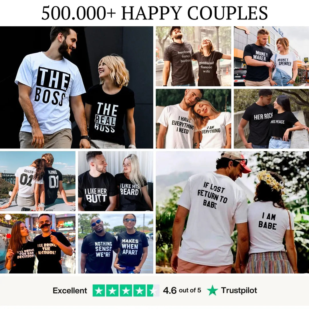 Happy Couples Wearing Matching Shirts from CouplesChoices – 500,000+ Customers Worldwide