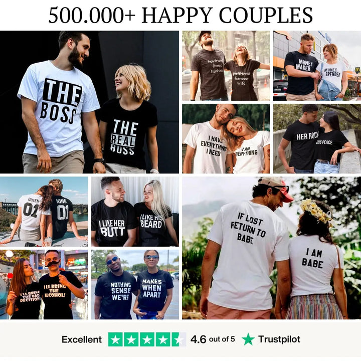 Happy Couples Wearing Matching Shirts from CouplesChoices – 500,000+ Customers Worldwide