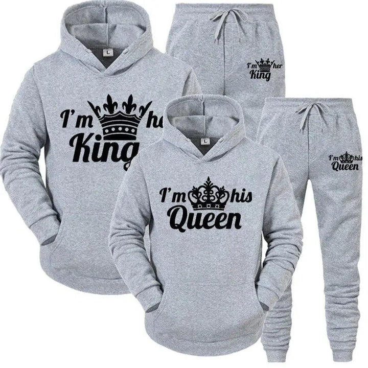Her King & His Queen Gray Tracksuits