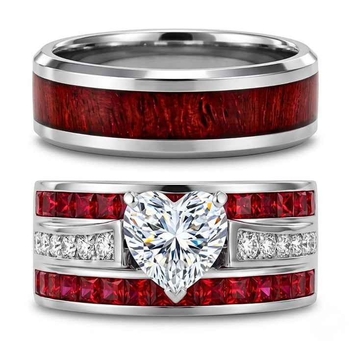 Crimson Heart Rings