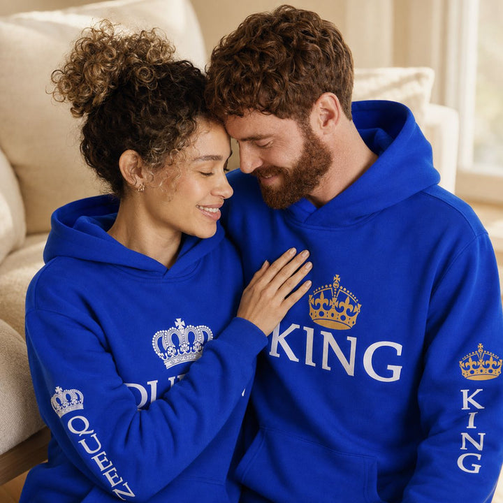 Blue King & Queen Hoodies