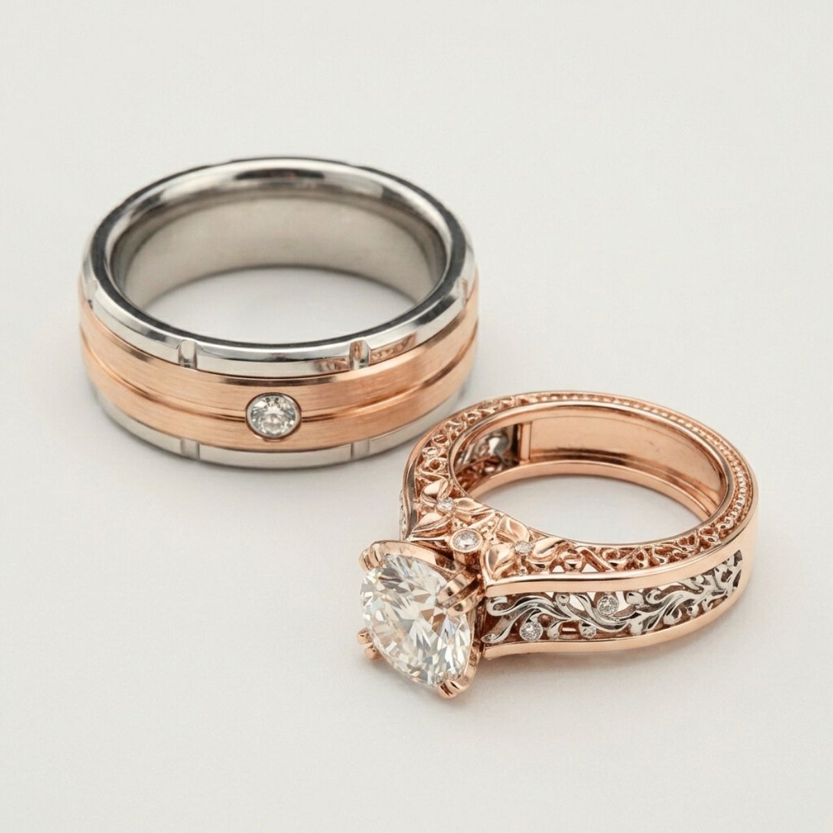 Pure Love Tungsten Couples Rings | Rose Gold Bands – Couples Choices