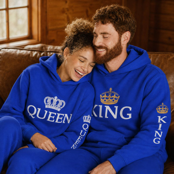 Blue King & Queen Hoodies