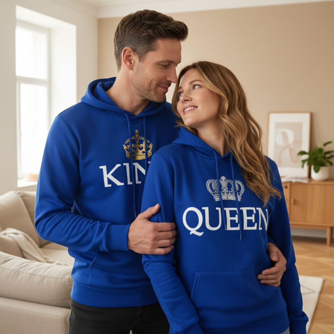 Blue King & Queen Hoodies