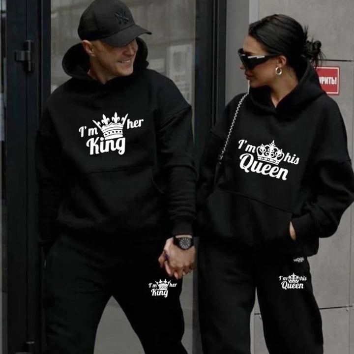 King & Queen Black Tracksuits CouplesChoices