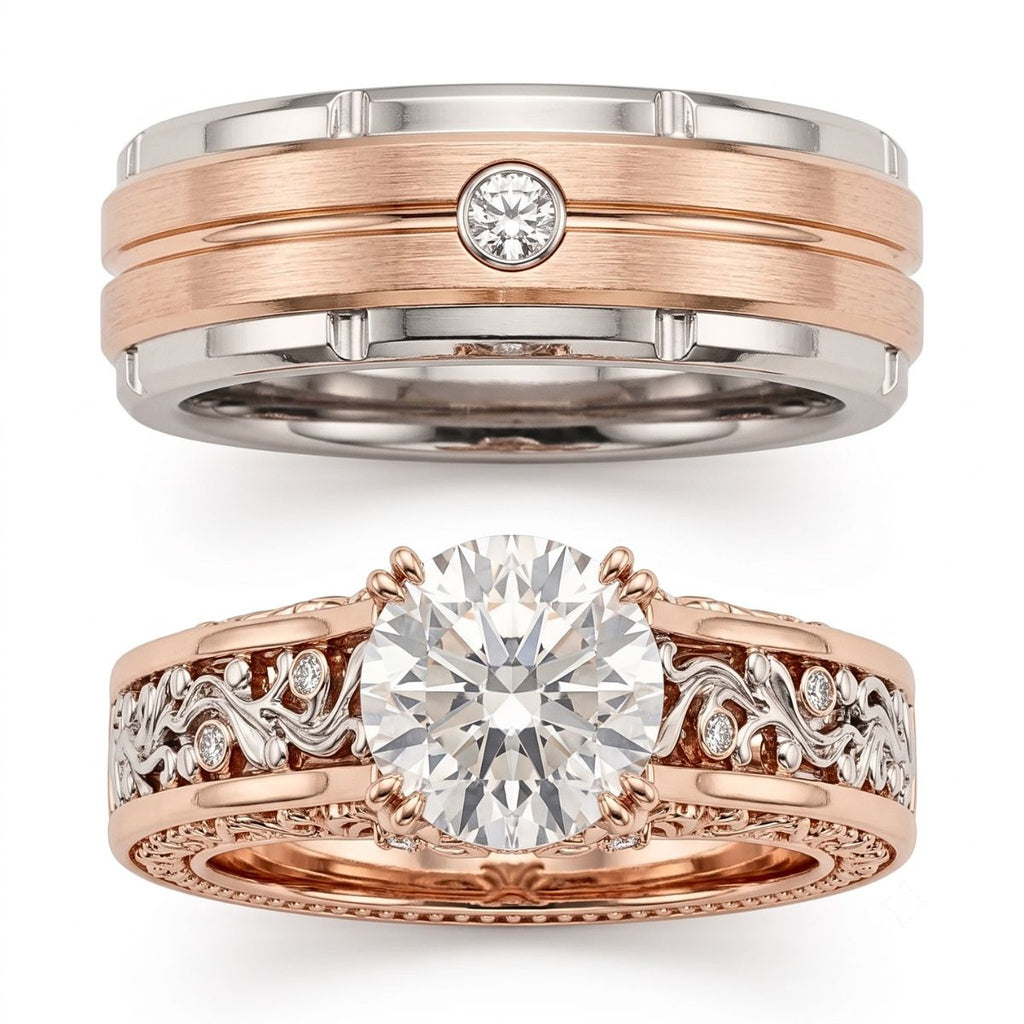 Pure Love Tungsten Couples Rings | Rose Gold Bands – Couples Choices