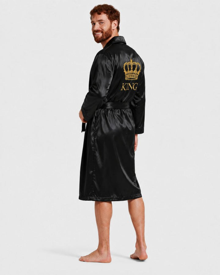 Satin Black King & Queen Bathrobes