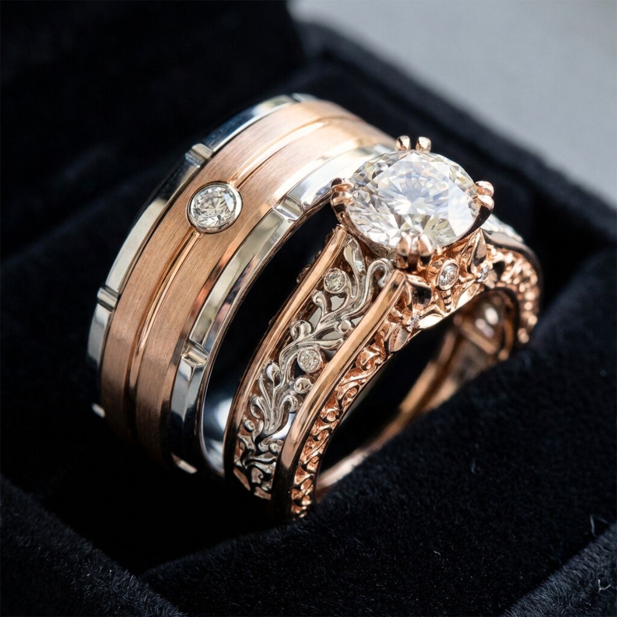 Pure Love Tungsten Couples Rings | Rose Gold Bands – Couples Choices