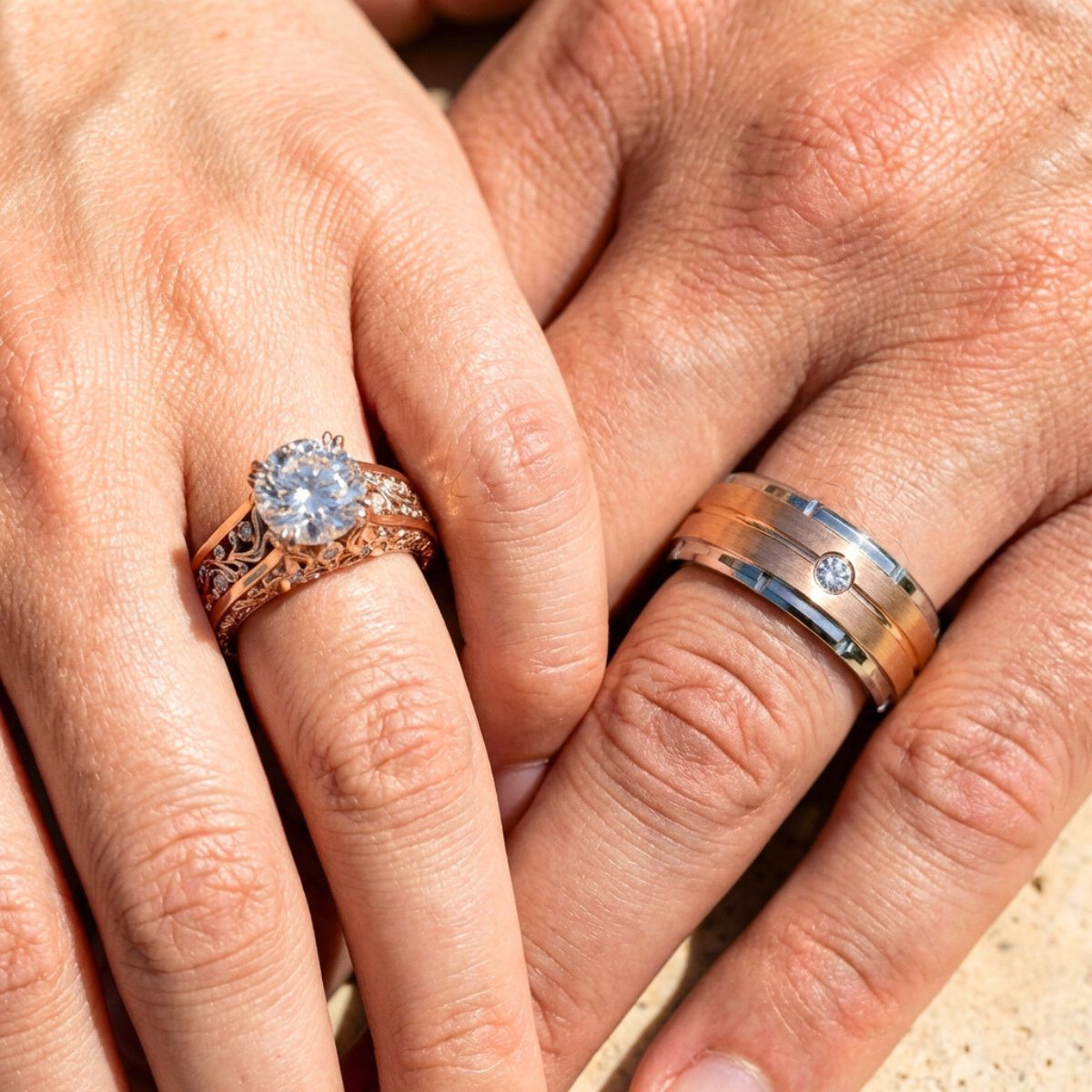 Pure Love Tungsten Couples Rings | Rose Gold Bands – Couples Choices