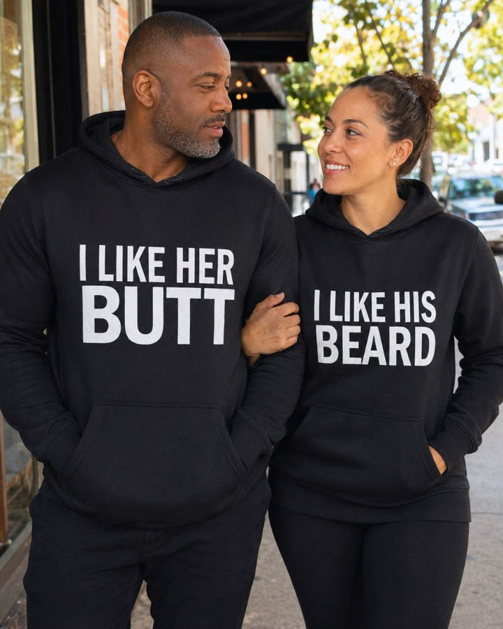His Beard & Her Butt Hoodies