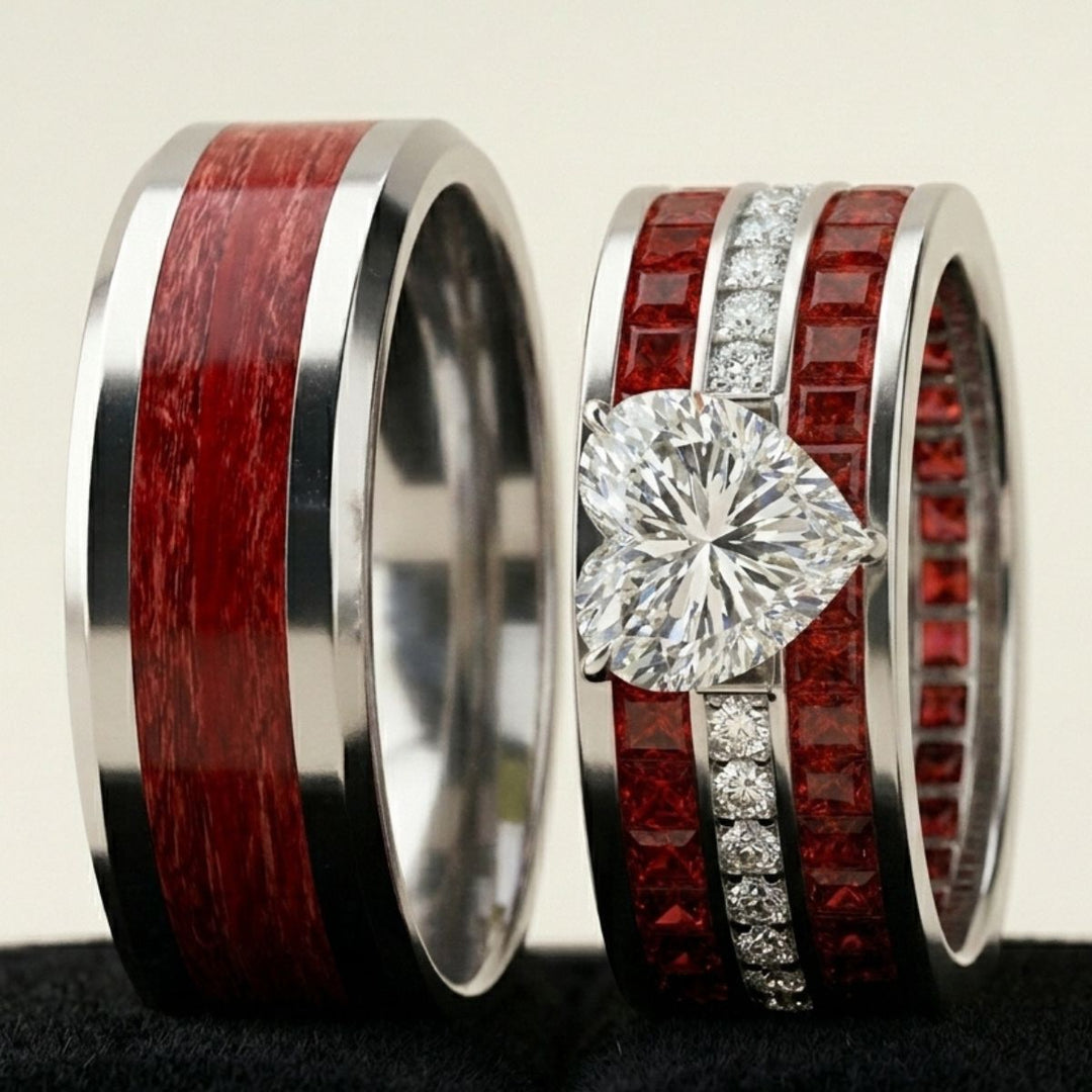Crimson Heart Rings