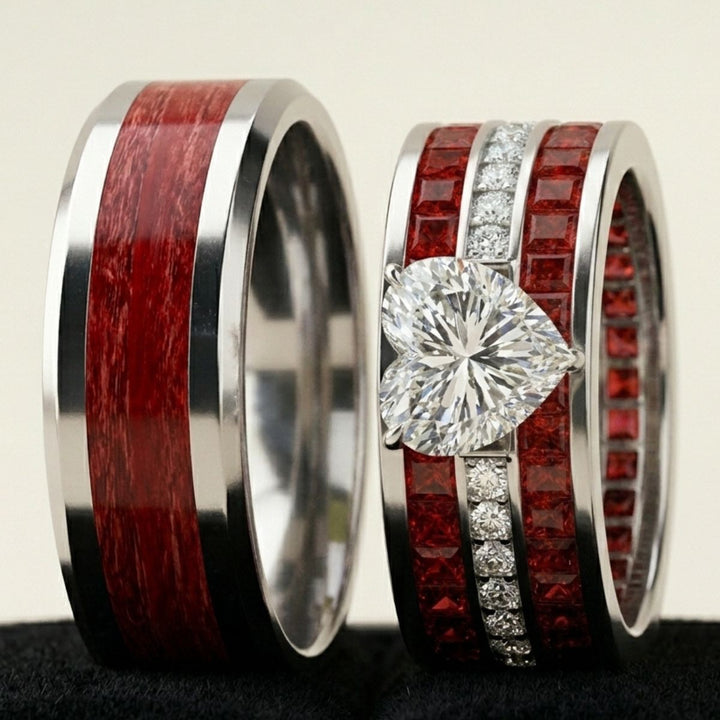 Crimson Heart Rings