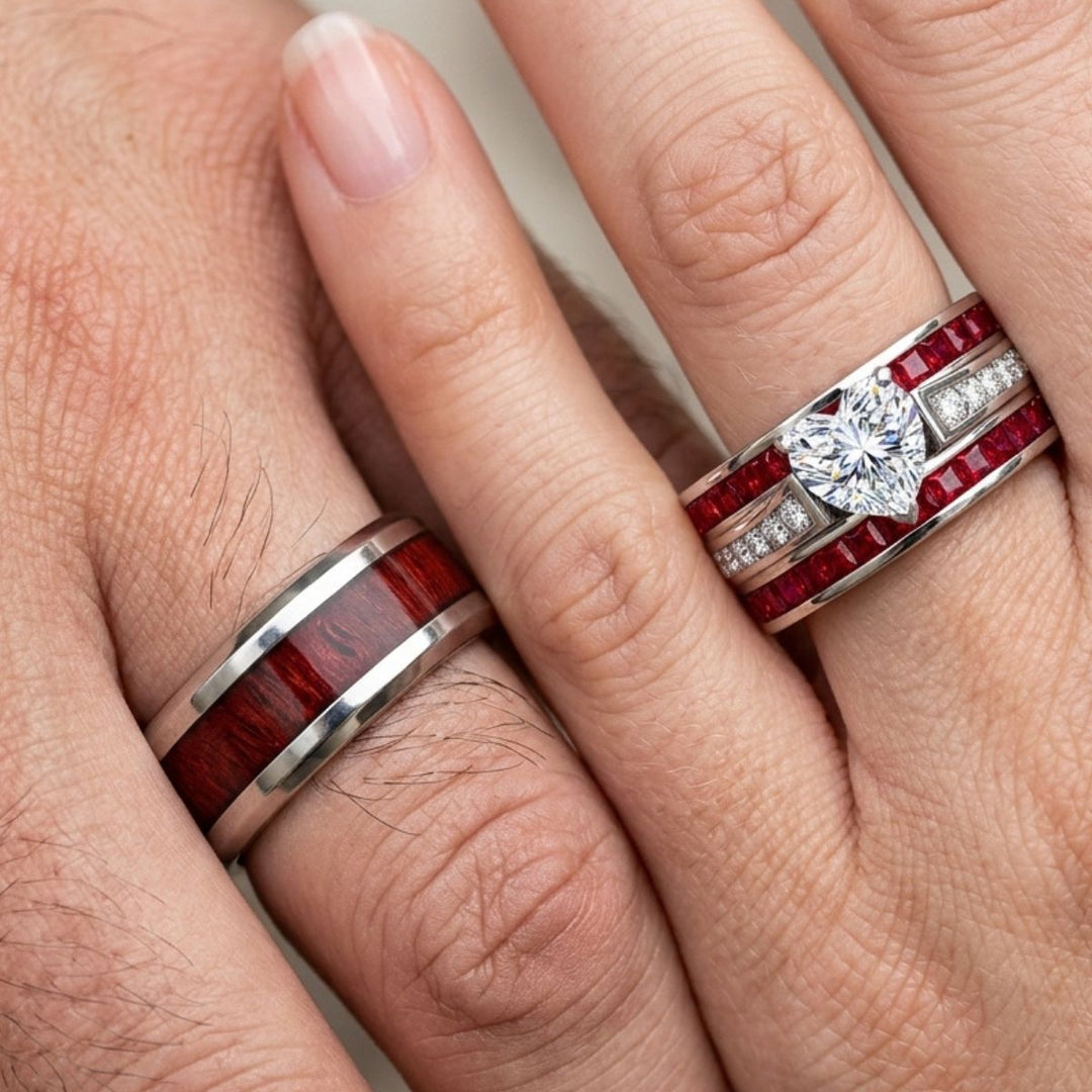 Crimson Heart Rings