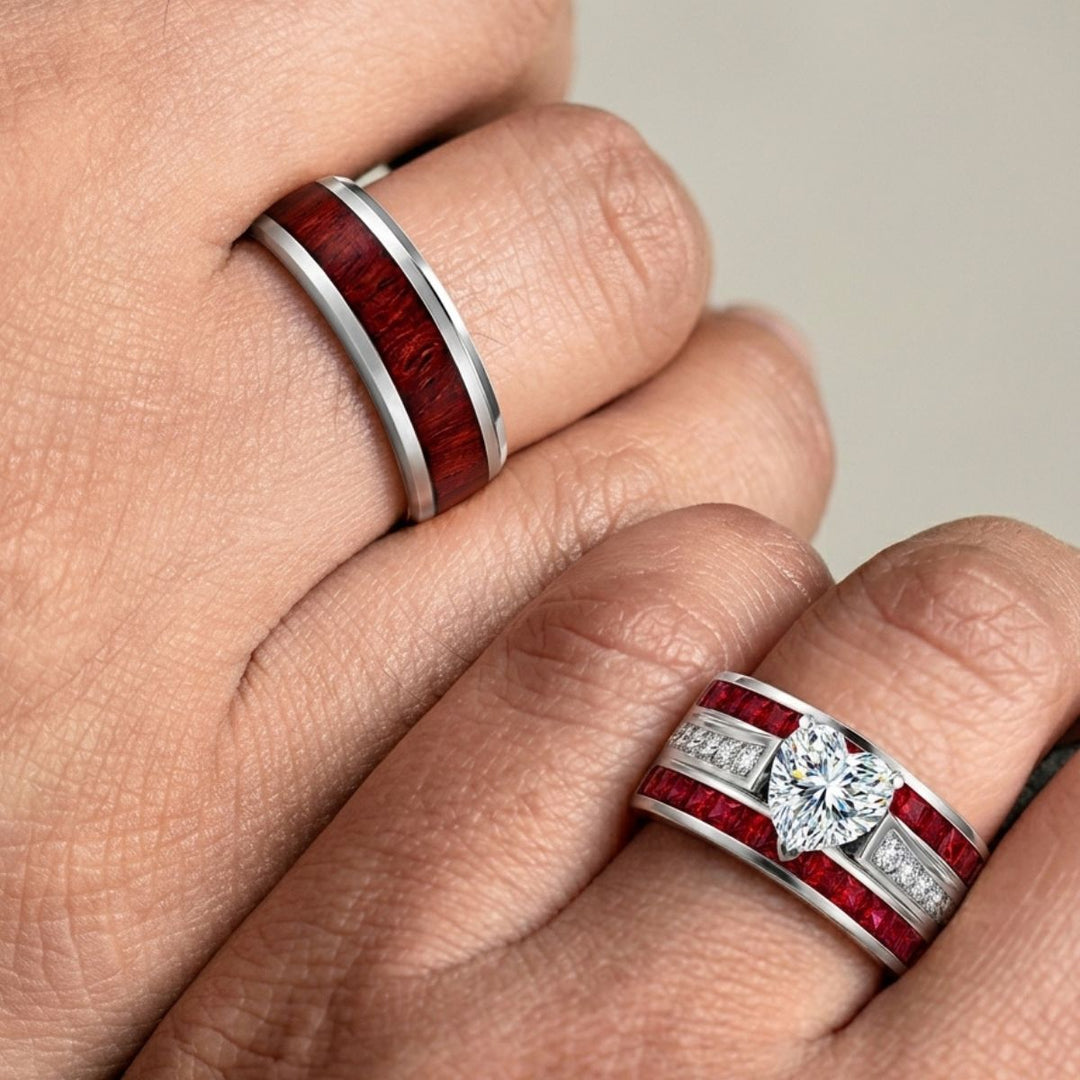 Crimson Heart Rings