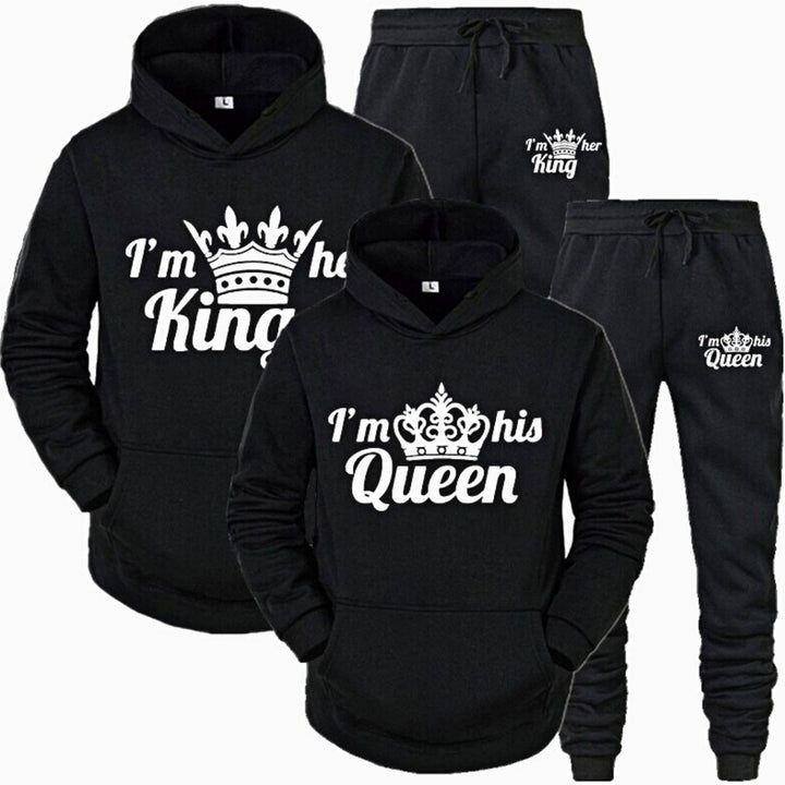 King & Queen Black Tracksuits CouplesChoices