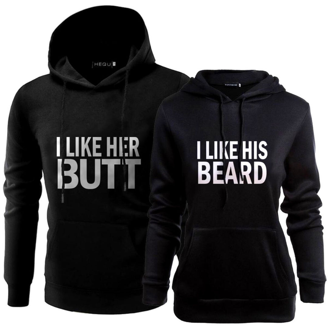 Couple Hoodies - I Like His Beard & Her Butt Hoodies