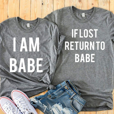 Couple Shirts - If Lost Return To Babe Gray Shirts